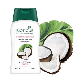 Biotique Bio Kokosnuss Cremige Körperlotion - besonders reichhaltig für trockene Haut 200 ml