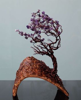 Kunst-Skulptur - Floating Amethyst - dekorative Skulptur - einzeln in Handarbeit gefertigt