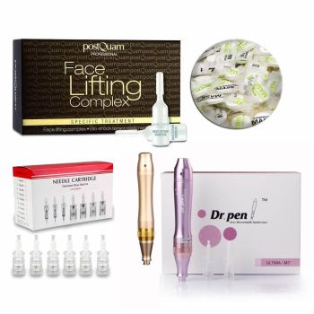 Professionelles Mesotherapie Gesichtspflege Set mit Dr. Pen Dermapen - in Farben Gold od. Violett und Lifting Ampullen