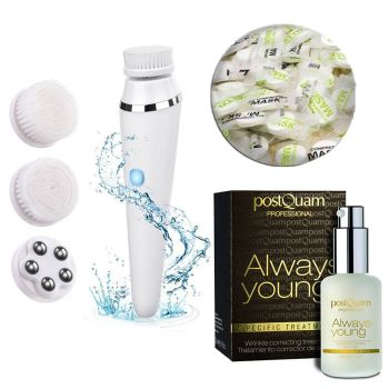Gesichtsreinigungs- und Pflegeset mit Reinigungsbürste - inkl. Always Young Serum und Gesichtsmasken