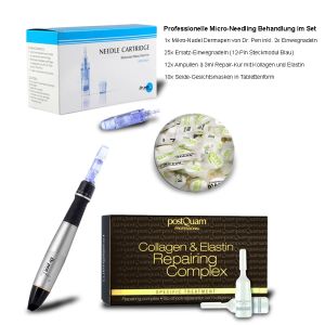 Professionelles Dr. Pen Dermapen Set - mit Einwegnadeln, Repair Ampullen und Gesichtsmasken